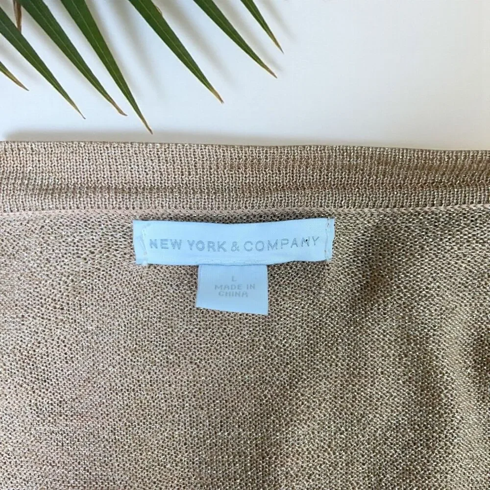 New York & Co Lightweight All-Season Knit Cardigan in Camel